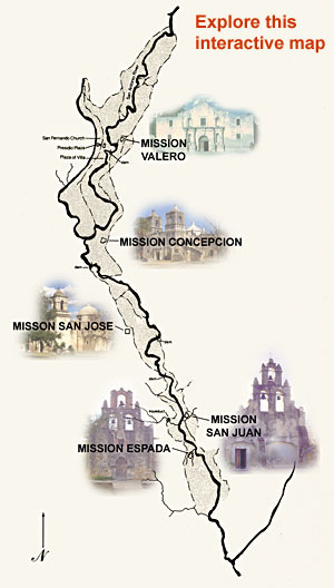 interactive map of the San Antonio missions