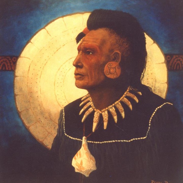 Illustration of a Caddo man in profile