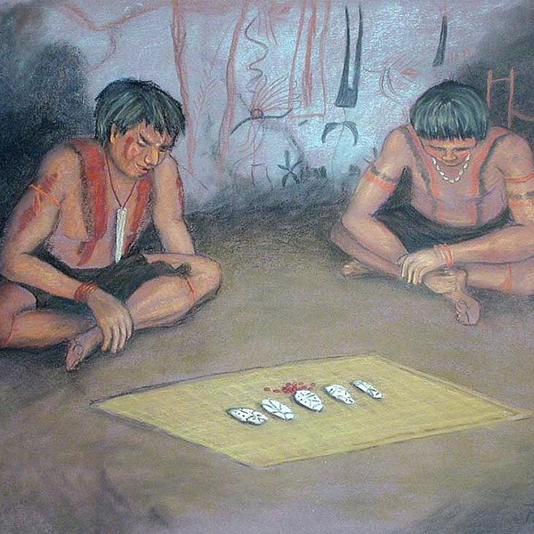 illustration of two people sitting in a cave