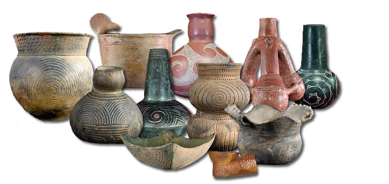 Collage of clay vessels