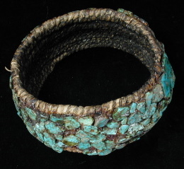 photo of turquoise and fiber basketry armband