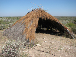 Photo of a modern reconstruction of a wickiup