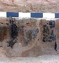 photo of close-up of burned postholes