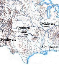 Shaded relief map of most of U.S.