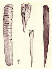 Image of page of drawings of bone tools.