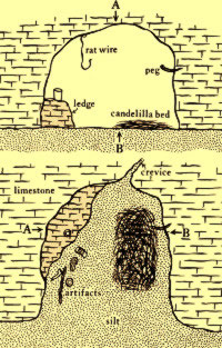 drawing of a cliff shelter