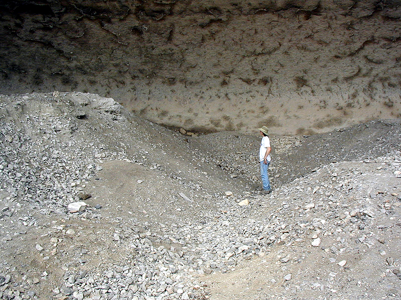 This young man stands in the bottom of the main excavation trench dug by explorers from the Witte Museum in 1936.