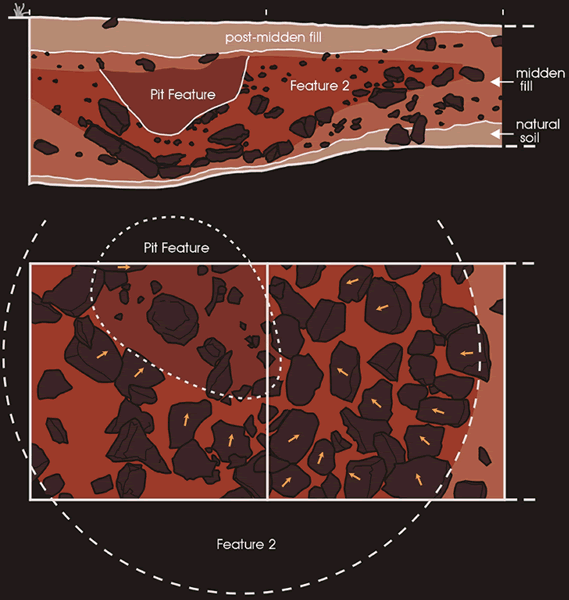 profile drawing of midden