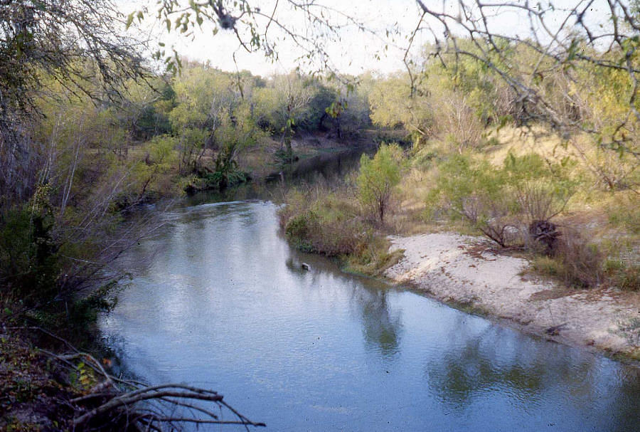 Closest gravel exposures occur along sharp bend of the river