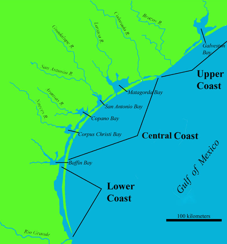 map of texas coastline Prehistory Map map of texas coastline