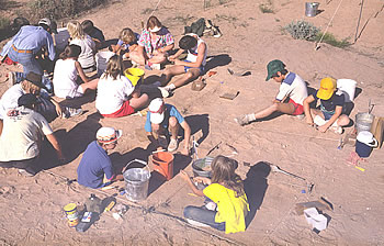 James Everett directs the childrens group in the first work in Room 7.