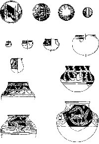 Drawings of reconstructed El Paso Polychrome vessels found at Firecracker Pueblo.
