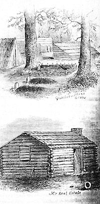 Examples of some of Camp Ford's better-built POW housing, as recalled by former prisoner Col. A.J.H. Duganne. Drawing courtesy of Alston Thoms.