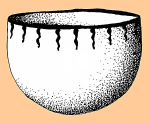 Image of Idealized Rockport Black-on-gray, Matagorda Island  motif deep bowl from Guadalupe Bay.