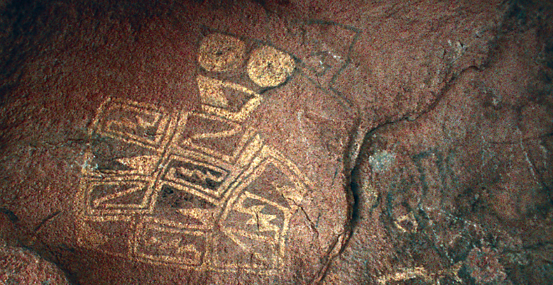 photo of examples of what is thought to be the earliest art at Hueco Tanks. 