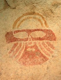 photo of masks, or faces, at Hueco Tanks