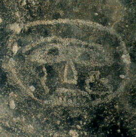 photo of masks, or faces, at Hueco Tanks