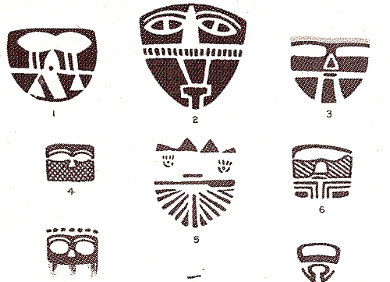 sketches of masks from Hueco Tanks