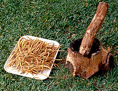 wooden mortar and pestle