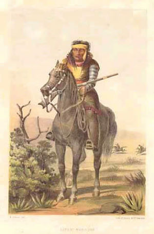 illustration of Lipan Apache on the trail, upper Rio Grande