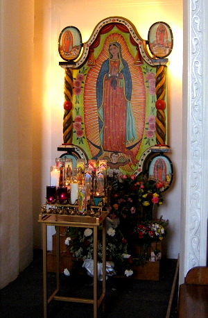 photo of the shrine to Nuestra Señora de Guadalupe in the Ysleta church.