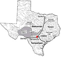 map of site location and major physiographic and biotic provinces