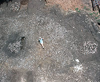 Aerial photo taken of burned rock midden