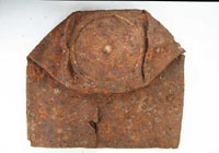 photo of a rusty can, known as a hole-in-the-top can, found on the farm