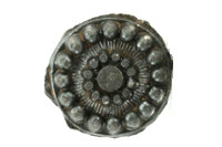 close-up photo look at one of the fancy buttons found at the site.