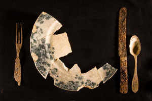 photo of a few of the eating utensils and table ware found at the farm