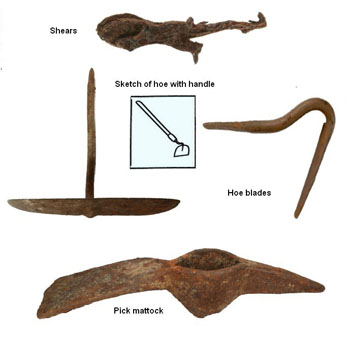 photo of rusty metal relics are the remains of tools once used for gardening and working in the fields