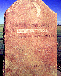 Monument at the Adobe Walls battle site dedicated to the Indians who were killed at the battle. Photo courtesy of the Texas Historical Commission.
