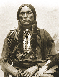 Comanche Chief Quanah Parker. With Indian prophet Isa-tai, he led some 300 Indians in an attack on buffalo hunters in the Adobe Walls post.