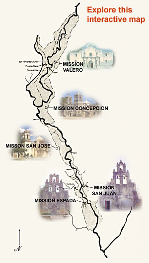 san antonio missions map San Antonio Missions san antonio missions map