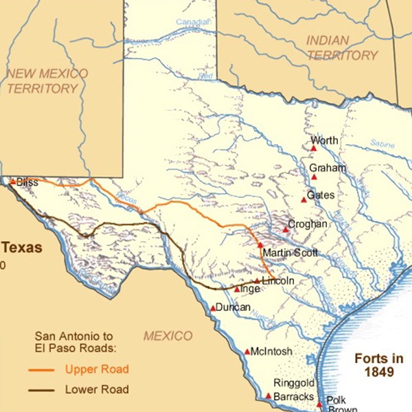 map of Texas showing rivers and settlements