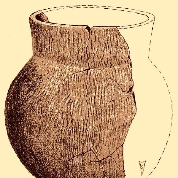 illustration of a partially reconstructed ceramic pot