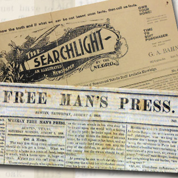 collage of historic newspapers