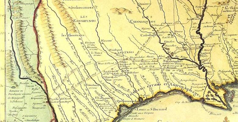 Map made in 1718 by Guillaume Delisle of the Caddo Homeland