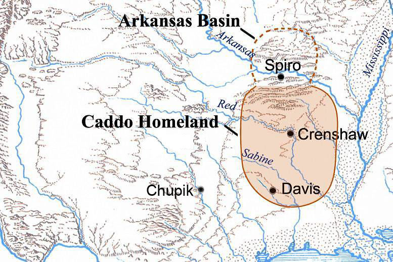 Map showing Caddo homeland