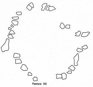 Plan drawings of 3 tipi rings and 3 wickiup rings