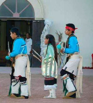 photo of a Tigua social dance following the Novena mass